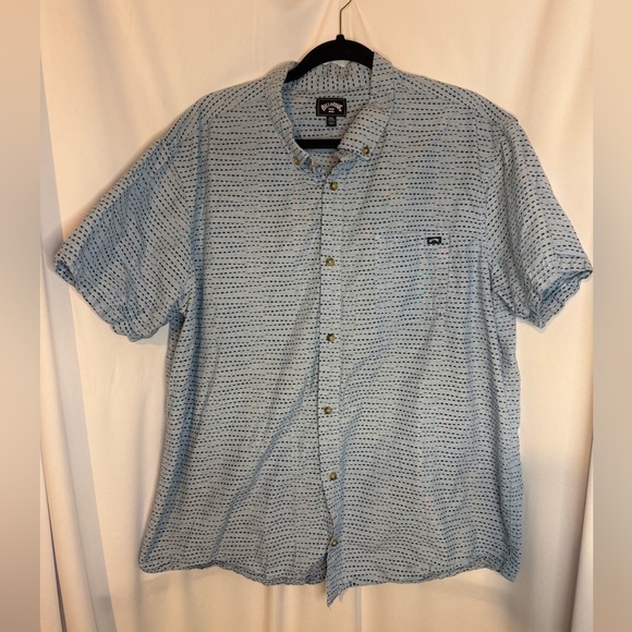 Men's Blue Billabong Button Up Short Sleeve Shirt Size XXL - Picture 1 of 4